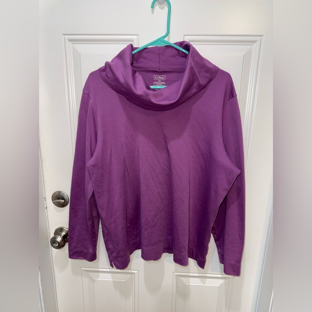 L.L. Bean Purple Cowl Neck Long-Sleeve Top
2X